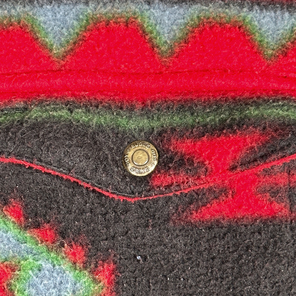 Vintage Bugle Boy Jacket Adult LARGE Red Black Southwest Aztec Fleece Snaps 90s - Picture 4 of 9